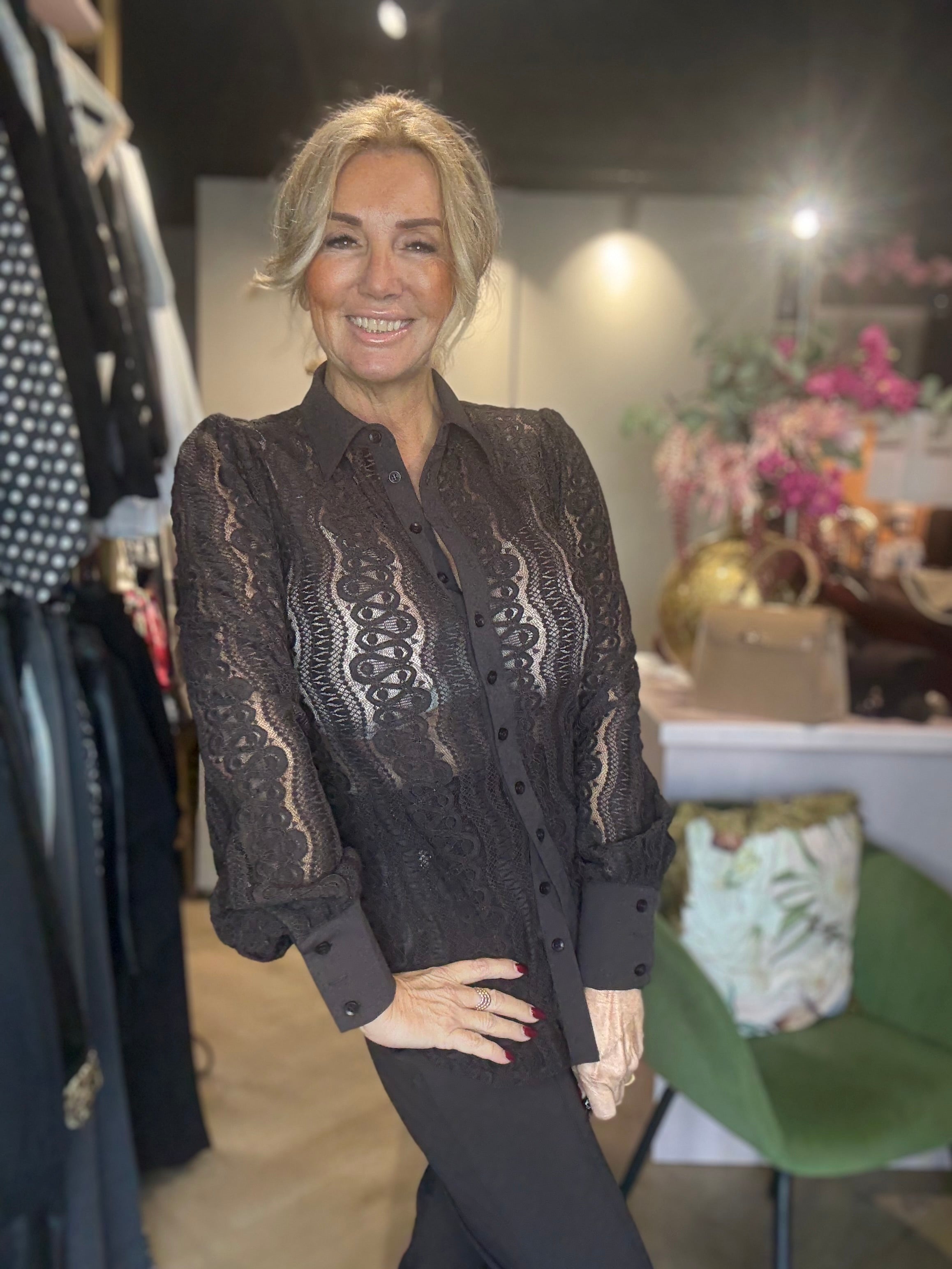 Mi Piace Blouse Bruin Kant Travel