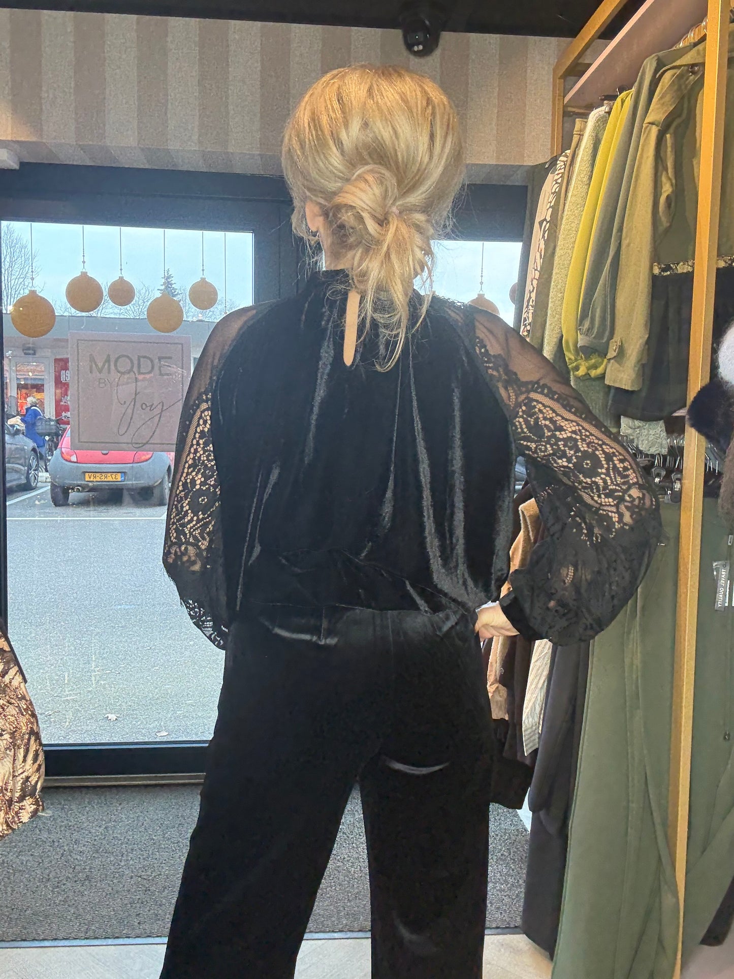 Broek zwart Fluweel Straight leg