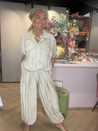 Harem Bukser i Beige Linned