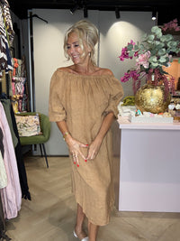 Jurk linnen Camel