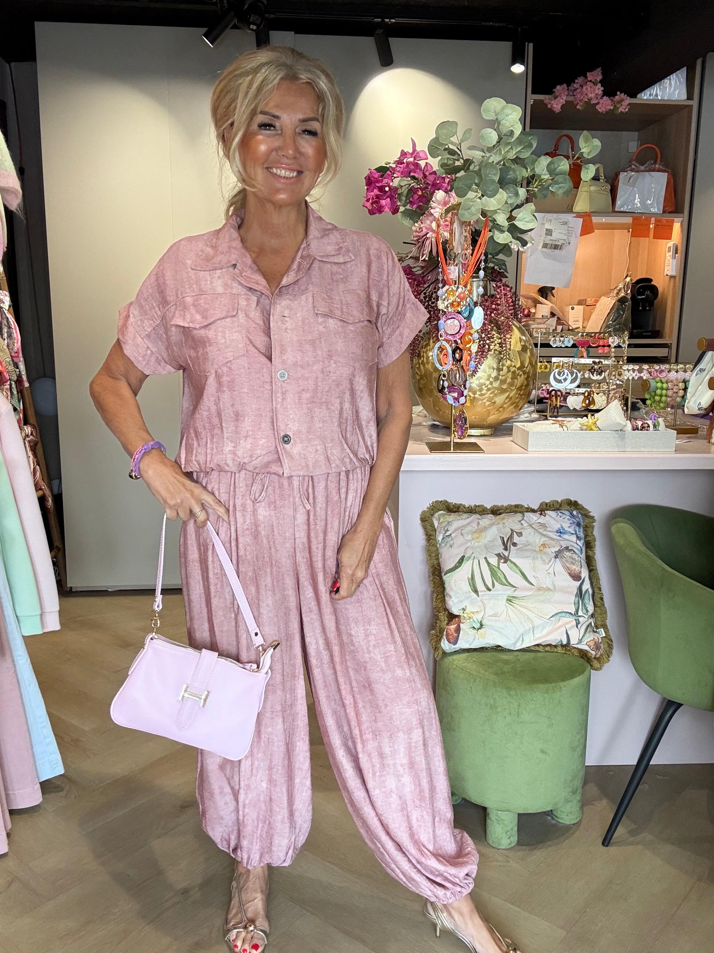 2 Delige set Linnen look Roze 🌸Balloon
