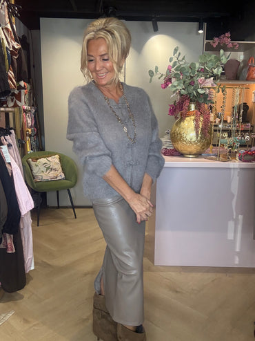 Vest Mohair Taupe Kina