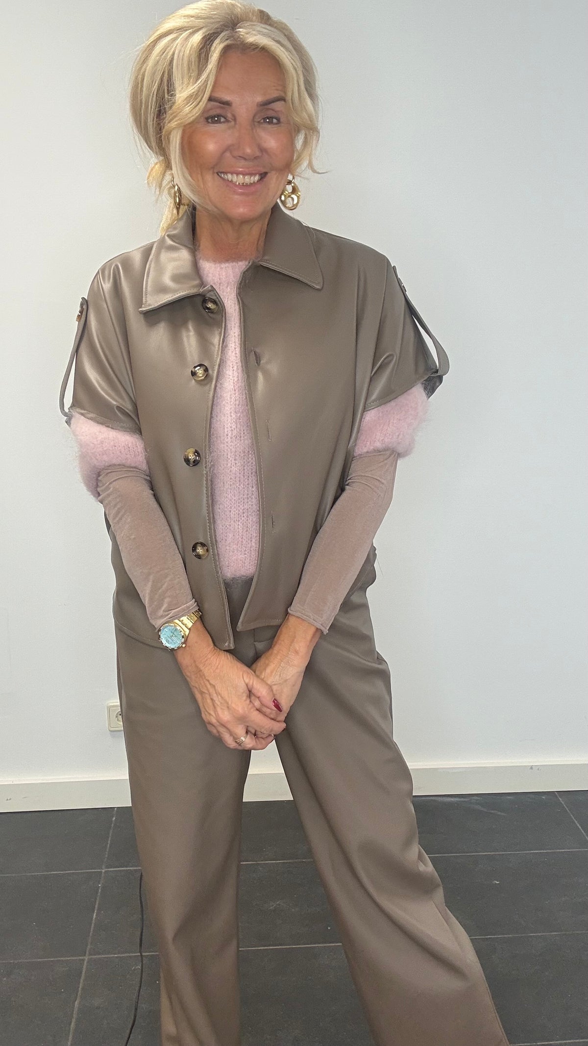 Veste Puh taupe avec épaulette