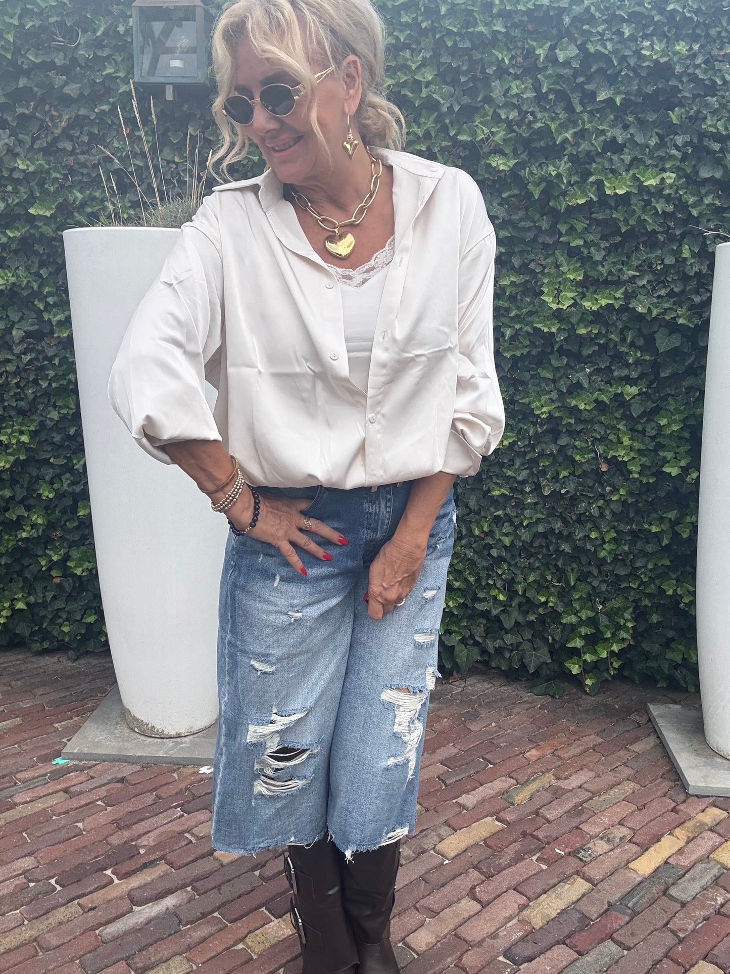 Blouse Two In One Beige