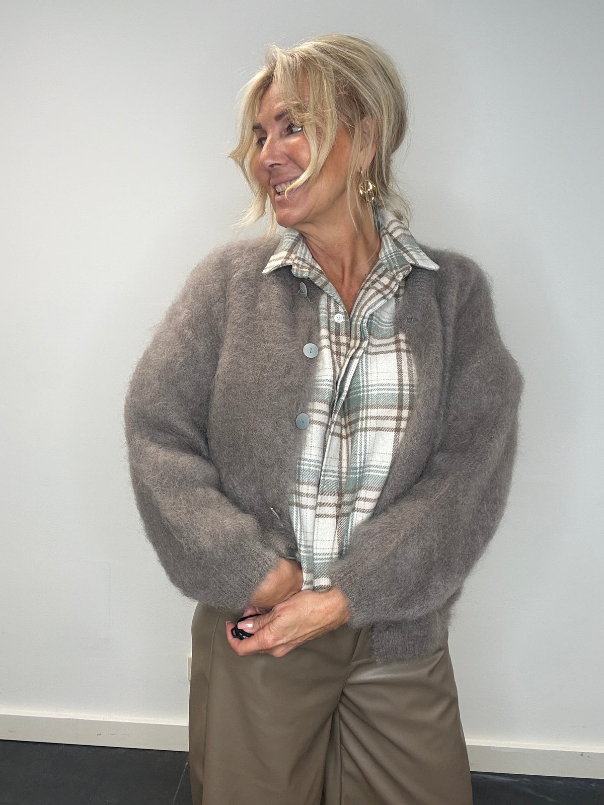 Vest mohair Taupe