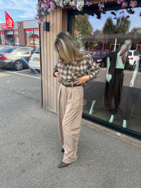 Pantalon Broek pliszírozott homokszínű