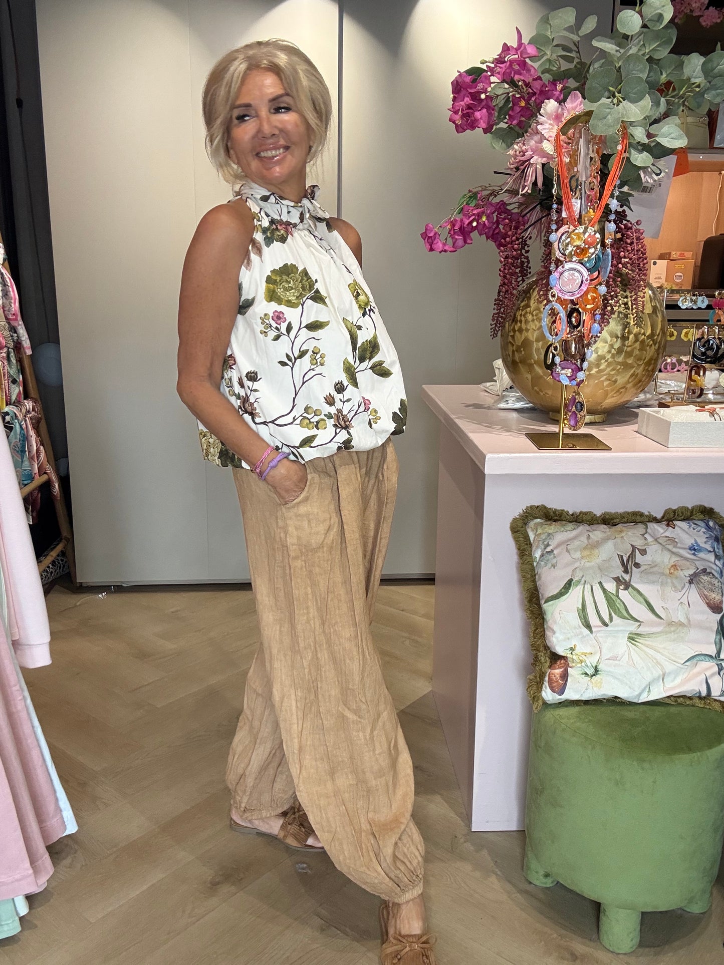 Balloon Pants Camel Linen