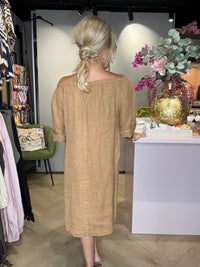 Jurk linnen Camel
