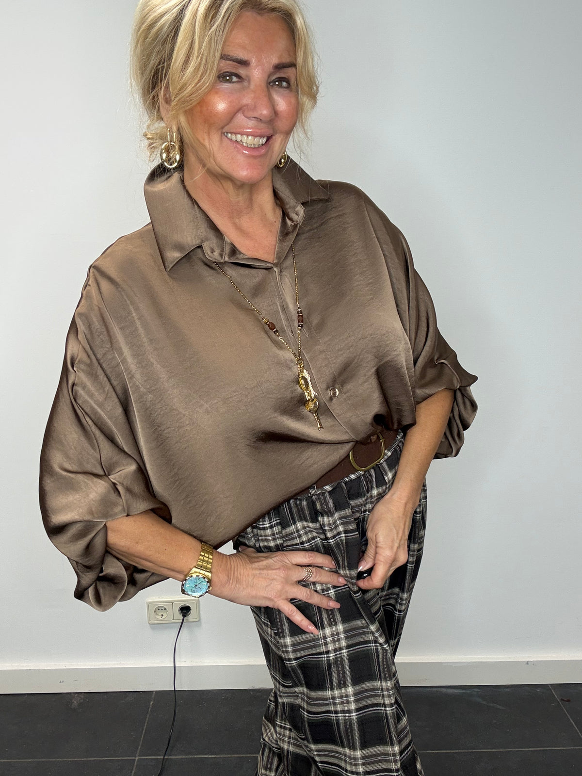 Braune Seidenbluse