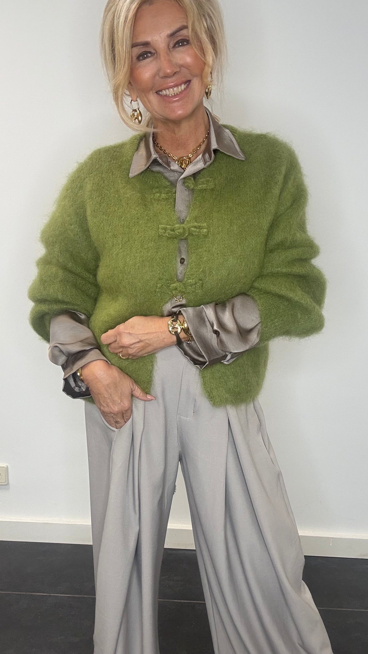 Vest i mohair, Kina, mosgrøn