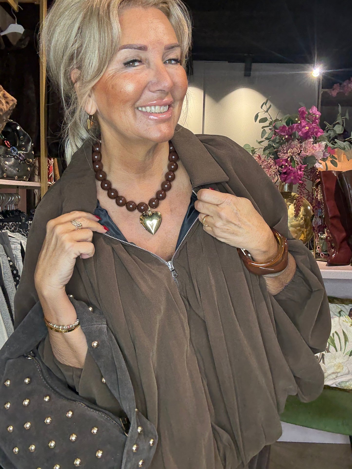 Hart ketting bruine bol