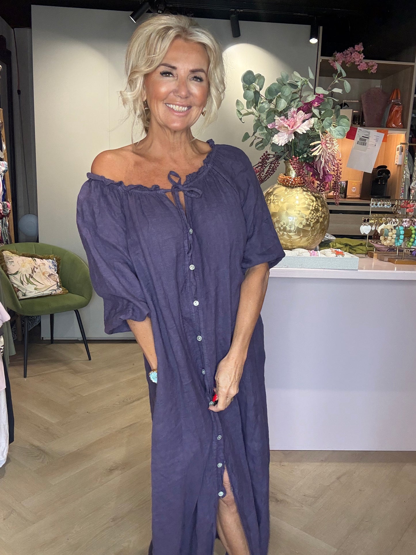 Robe Malany en lin violet