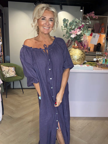 Malany purple linen dress