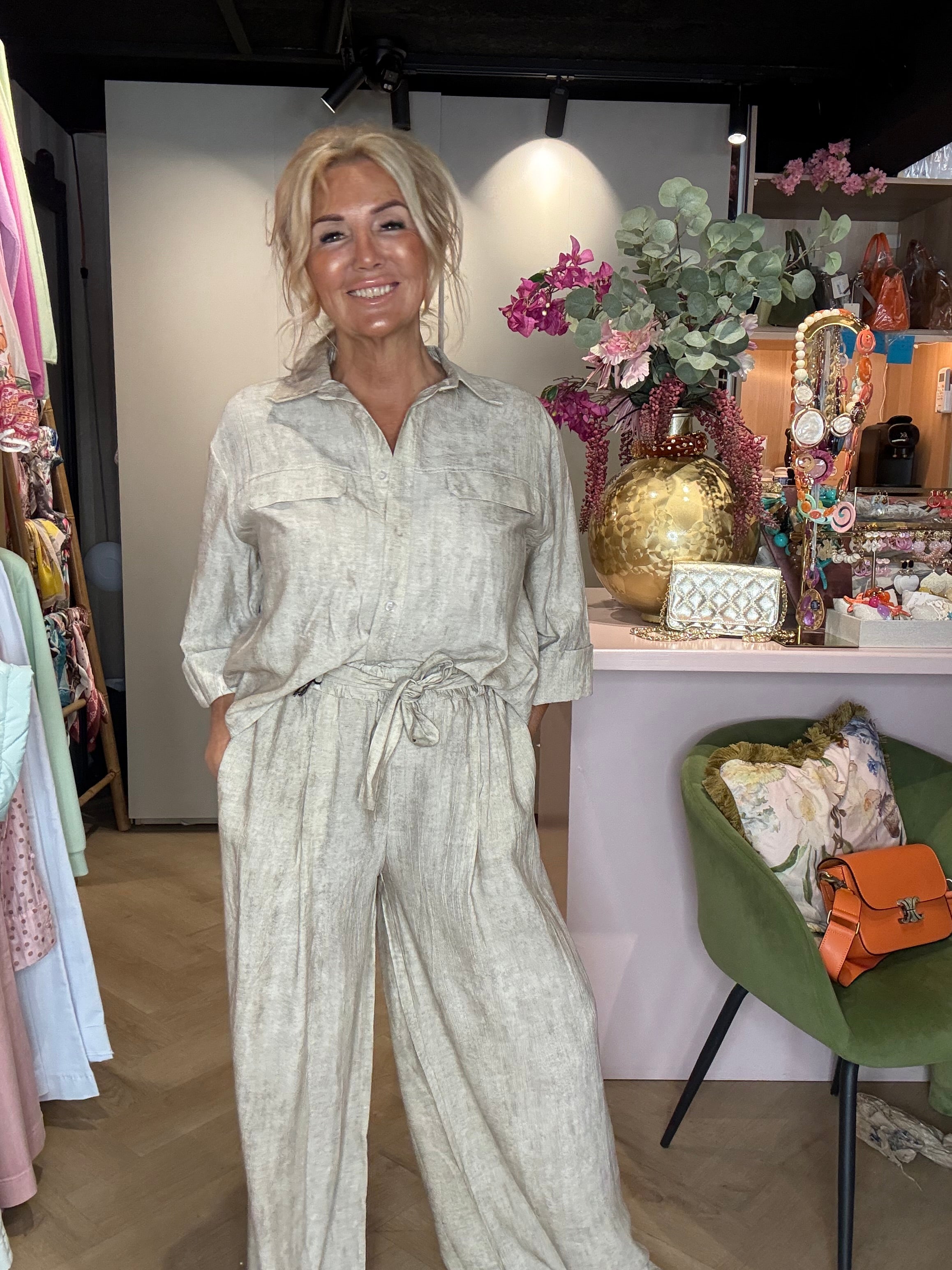 Broek linnen Beige