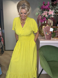Jurk Maud Lime Geel