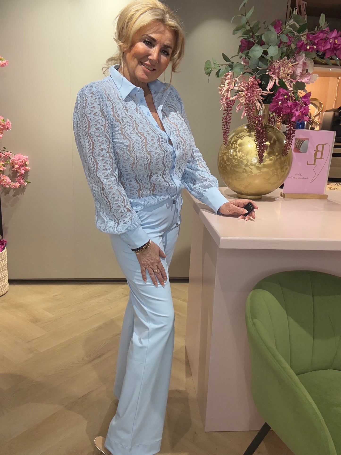 Blouse kant Mi Piace Licht Blauw