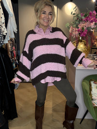 Bouclé Trui Rose /Bruin