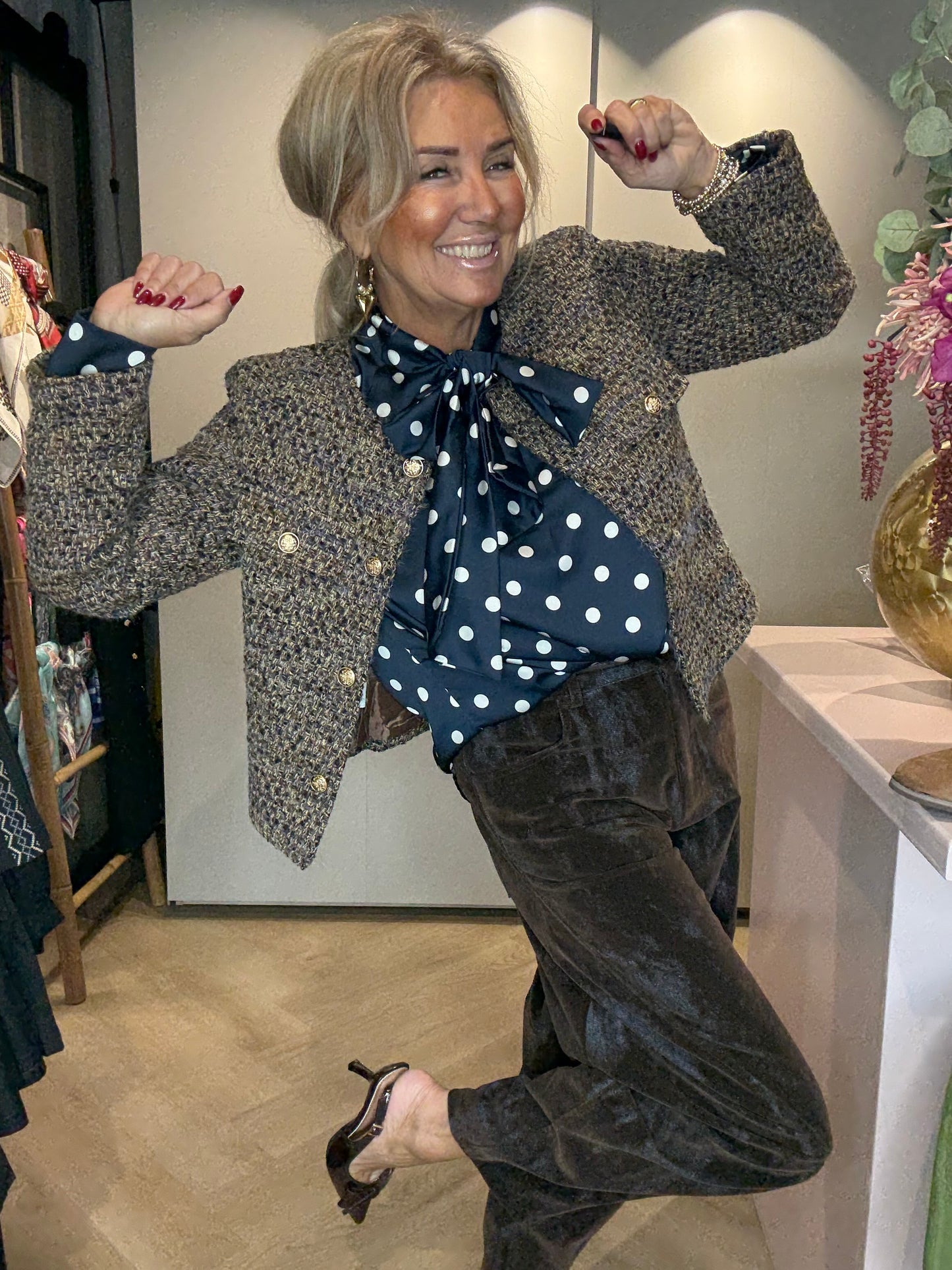 Blouse polkadot Blauw