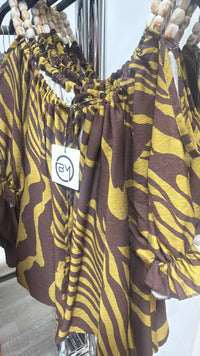 Blus Zebra senapsgul brun