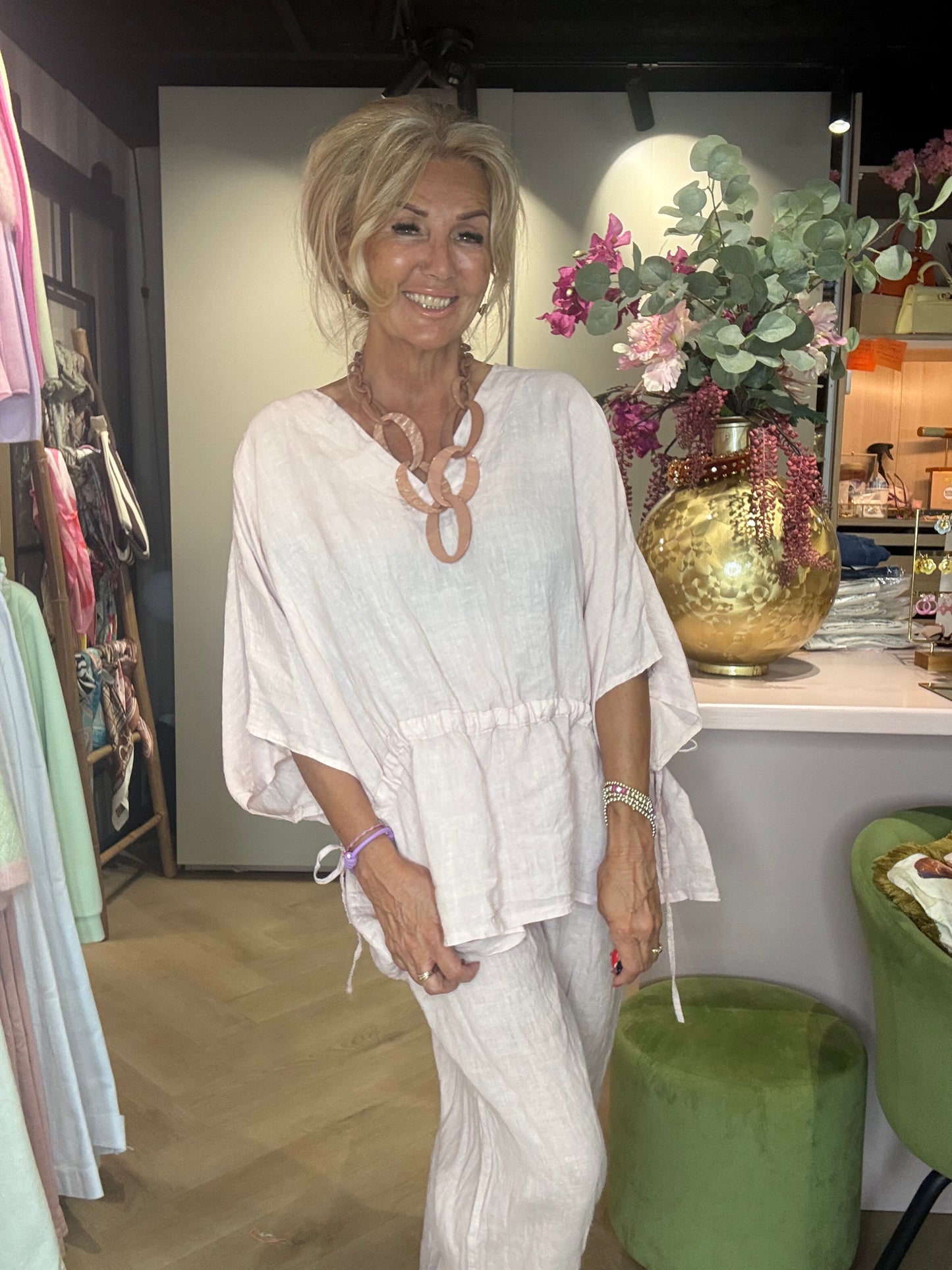 Blouse Linnen Monaco zacht rose