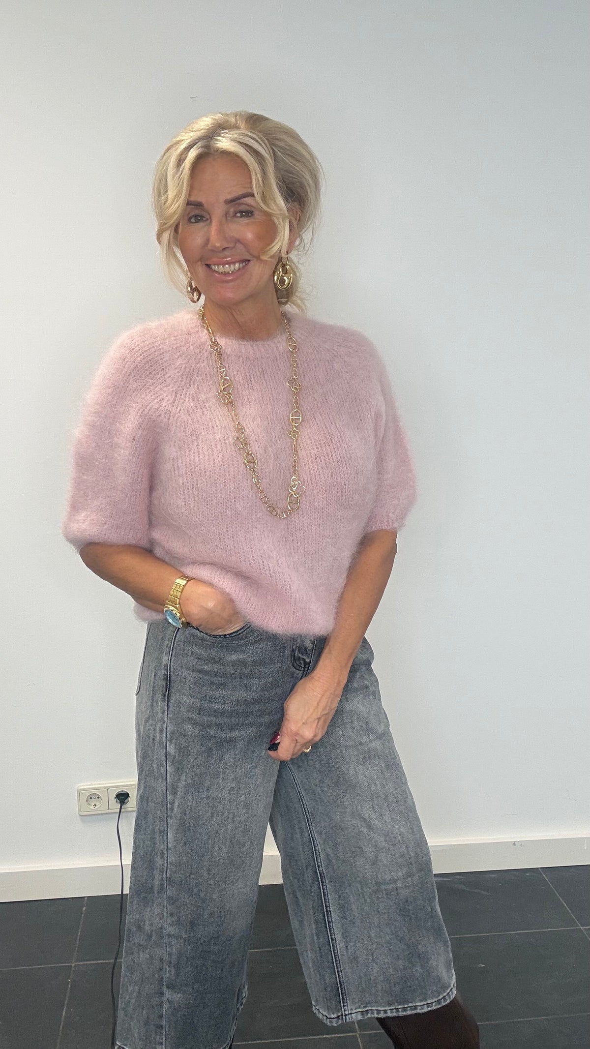 Pull en mohair rose