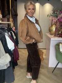 Broek Barrel Dark Brown Rib Cord