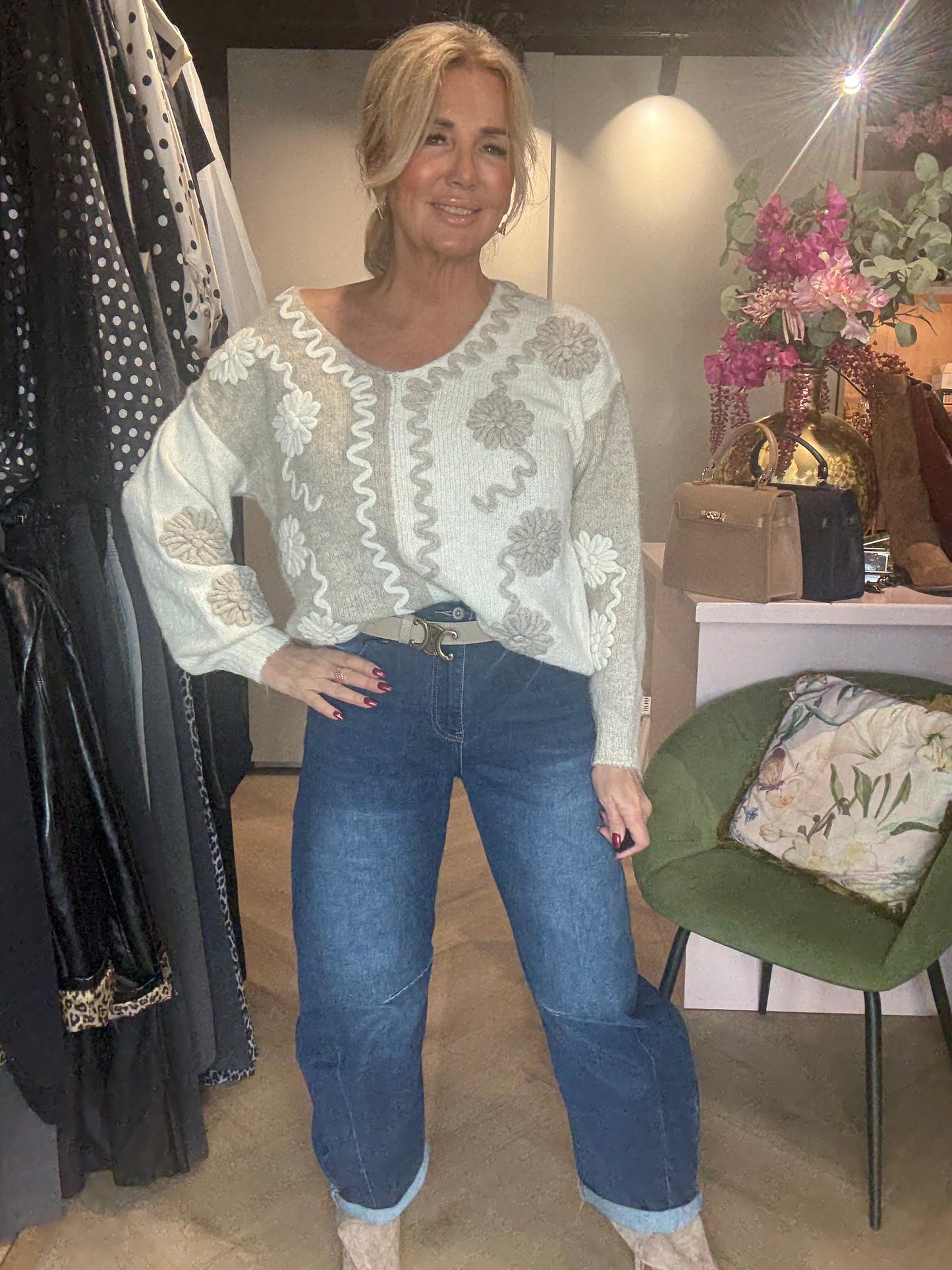 Trui ying yang Beige Taupe