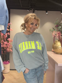 Sweater met Fluor Gele opdruk Le Marais Grijs