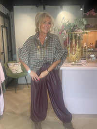 Bluse Emma olivengrøn ternet