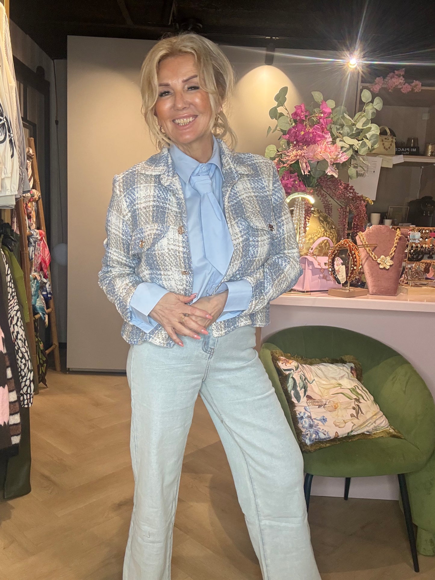 Blouse Stropdas Blauw