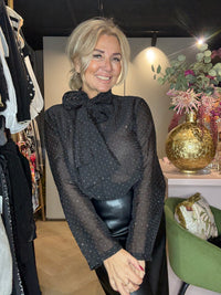 Blouse Bow Studs Zwart 🖤