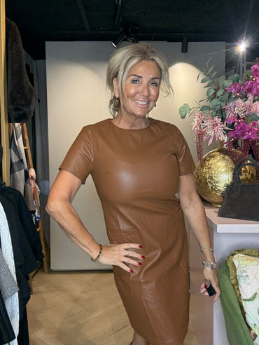 Leren Dress Jill  Leatherlook Cognac