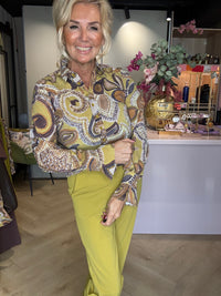 Mi Piace Bluse mit großem Paisley-Print in Olive Oil | MP202108BPPT