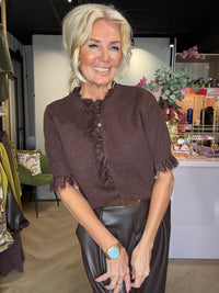 Vestje Ruffle Lace donker bruin