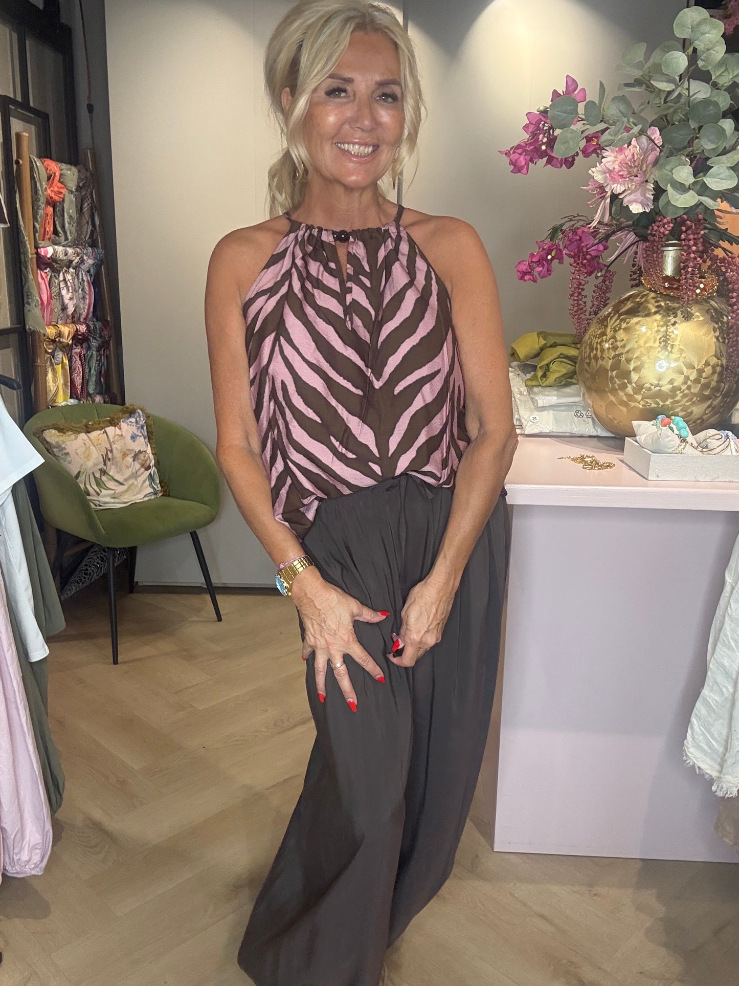 Top halter cebra rosa 🦓