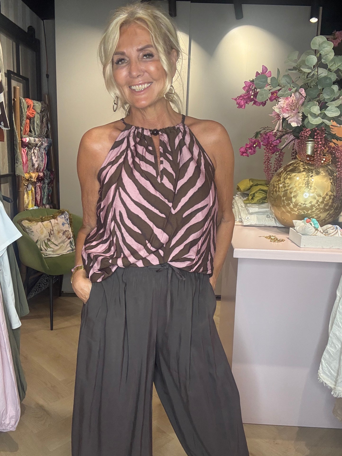 Top halter cebra rosa 🦓