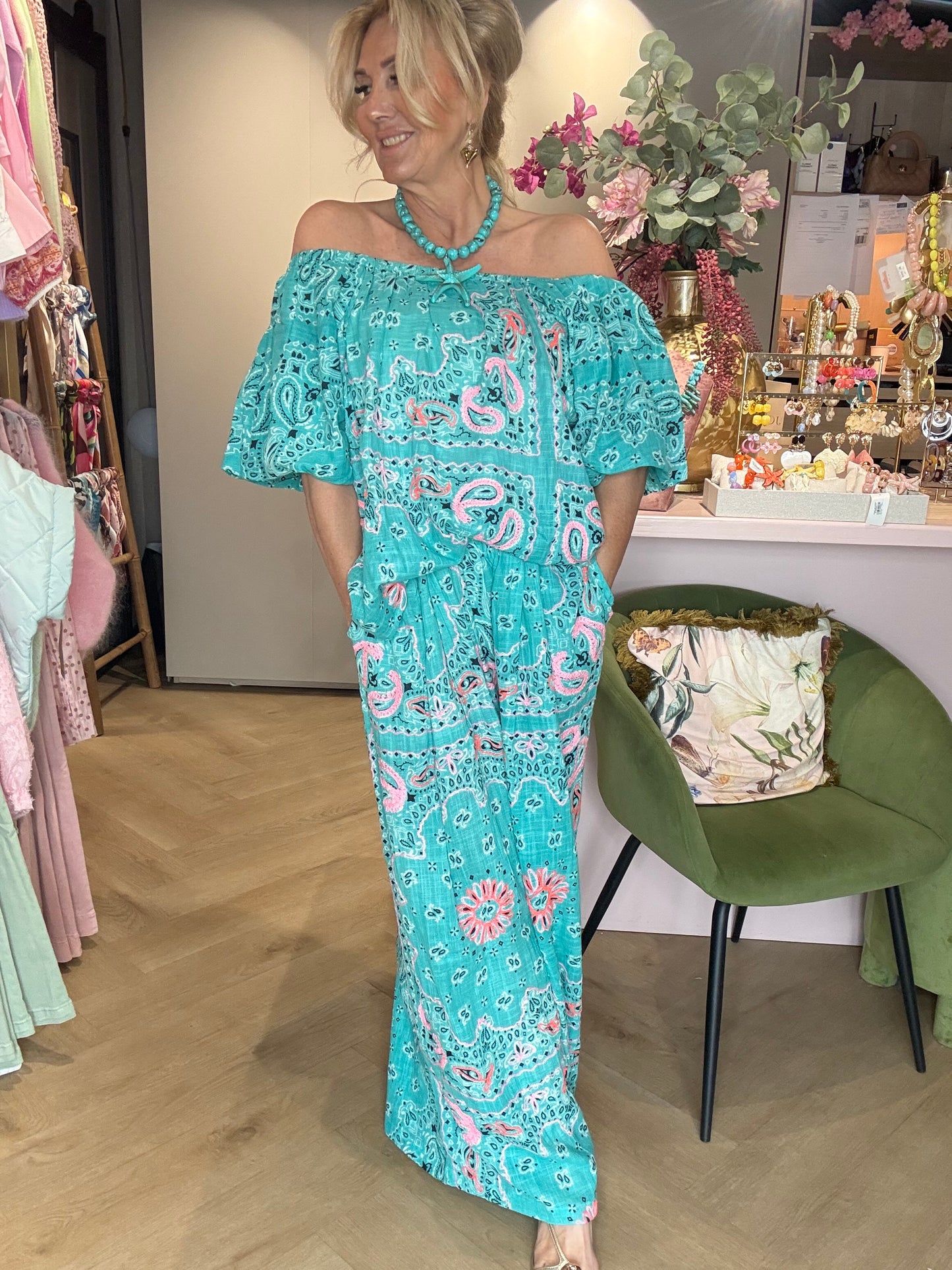 2 Delige Bandana Set Turquoise