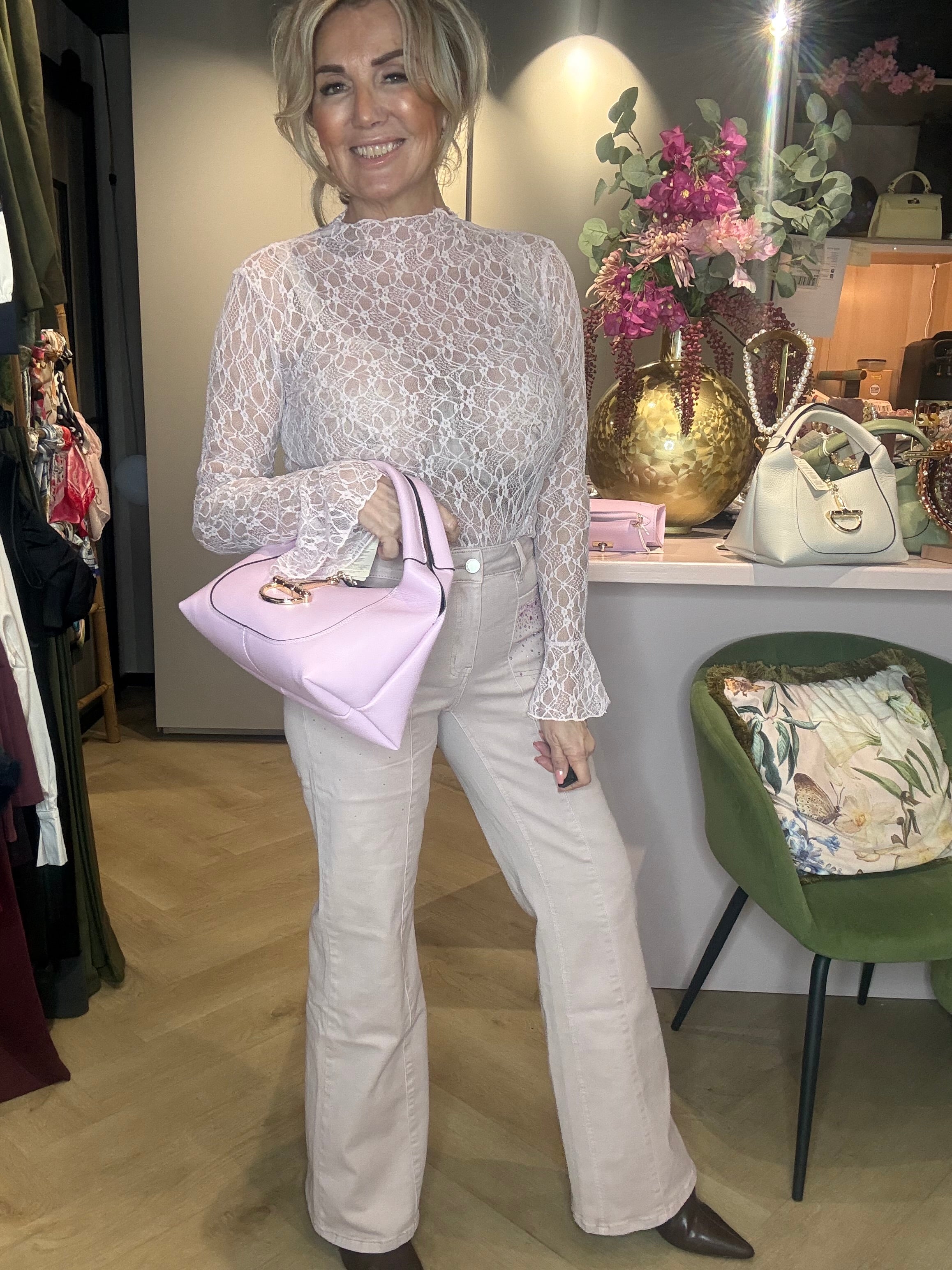 Kanten top trompet mouw soft pink 🎀