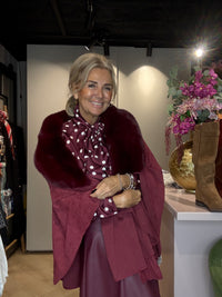 Poncho Bordeaux fake Furr