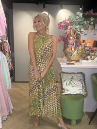 Kleid mit Trägern Grün glänzend