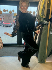 Broek zwart Fluweel Straight leg