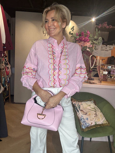 Bluse multifarvet rosa