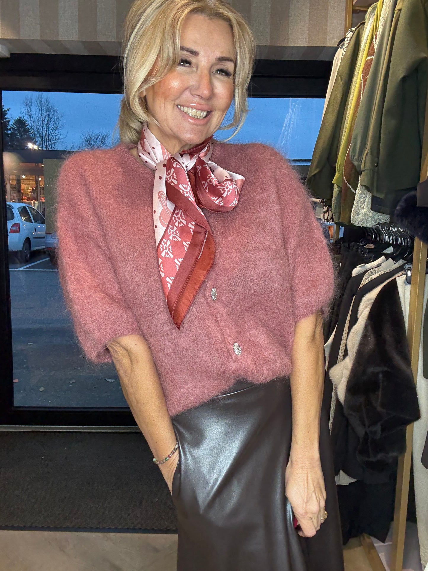 Vestje Mohair Framboos