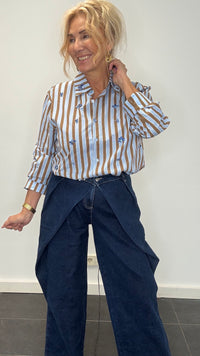 Jeans broek dark bleu overslag
