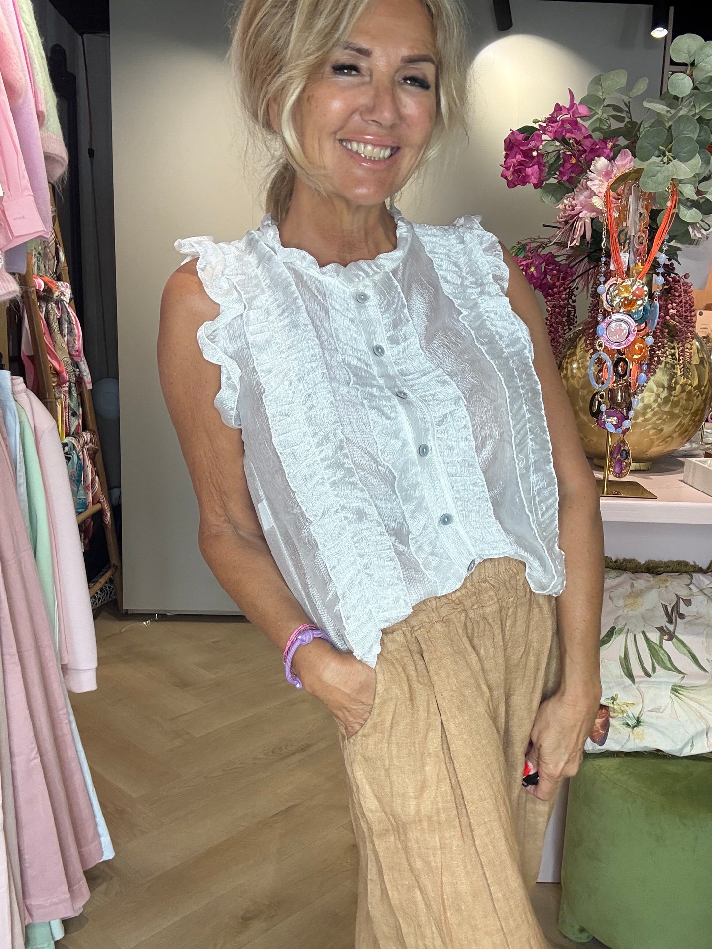White Ruffle Blouse