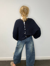 Trui vest reversible donker blauw