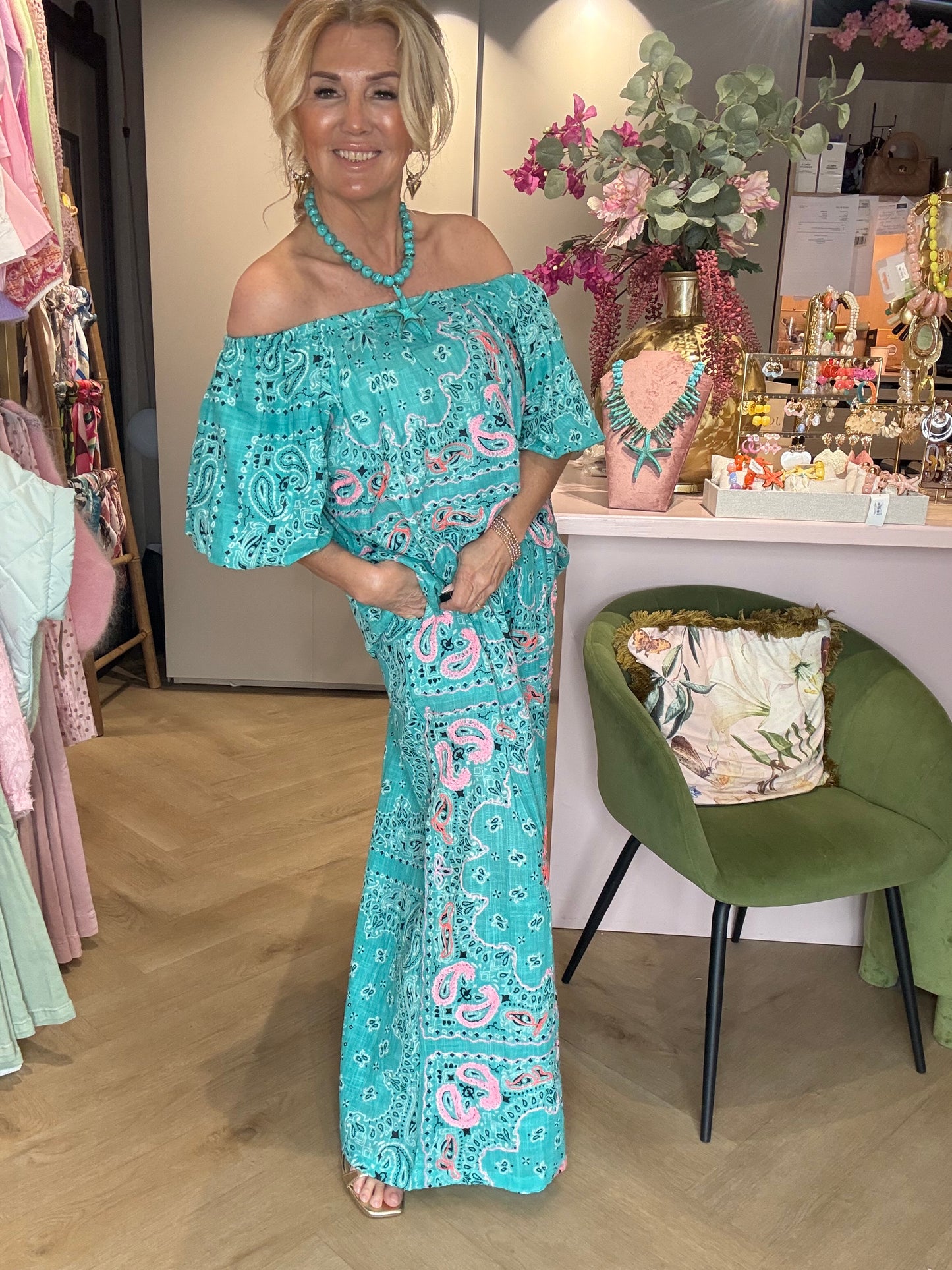 2 Delige Bandana Set Turquoise