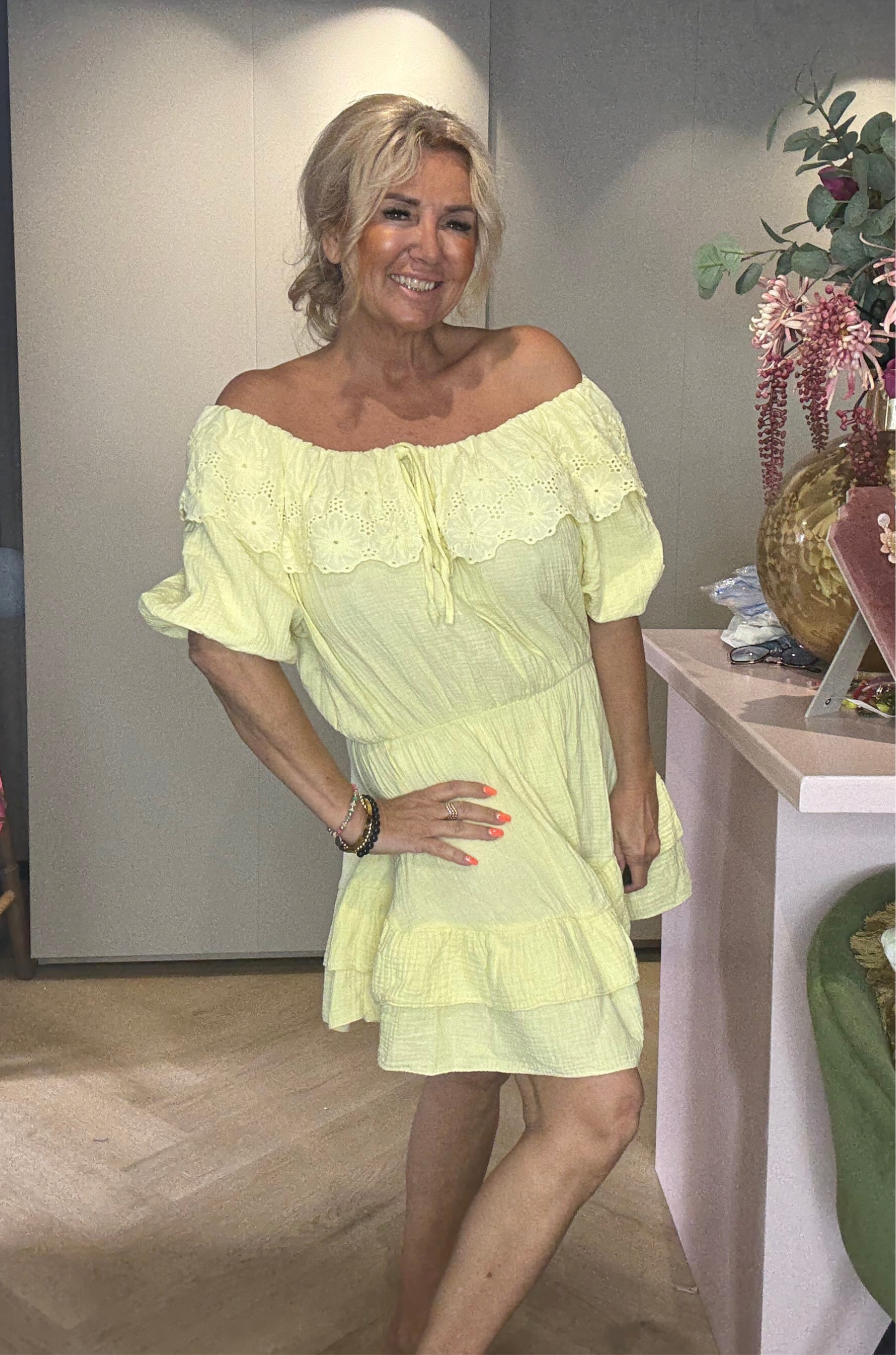 Jurk Boho Romance Dress Geel