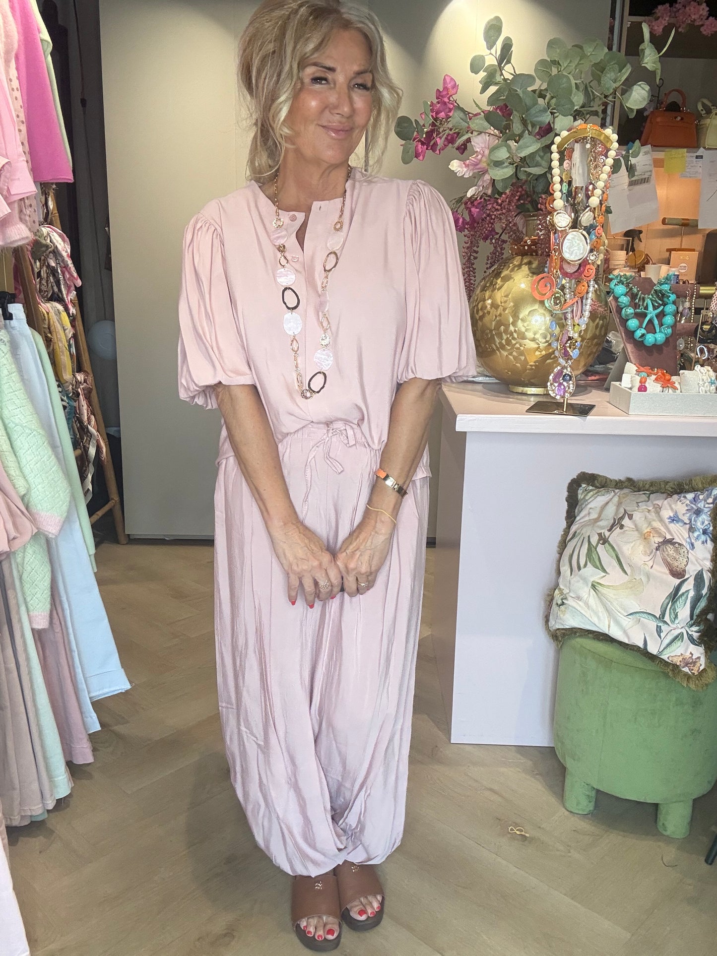 Bluse Poederrose Rose ballonærme