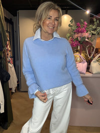 Alpaca truitje trompet mouw Blauw